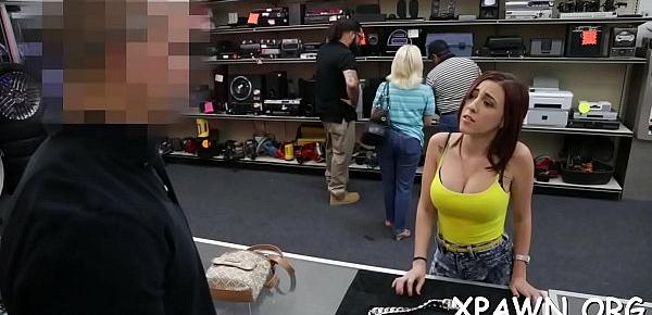  A naughty hotty takes up and offer of cash to have sex in shop